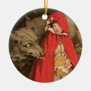 Vintage Little Red Riding Hood and Big Bad Wolf Keramisch Ornament