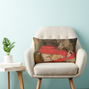 Vintage Little Red Riding Hood and Big Bad Wolf Kussen