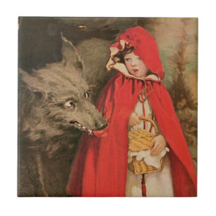 Vintage Little Red Riding Hood and Big Bad Wolf Tegeltje