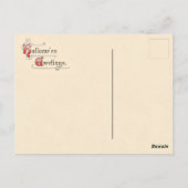 Vintage Little Witch Halloween Greetings Postcard Briefkaart (Achterkant)