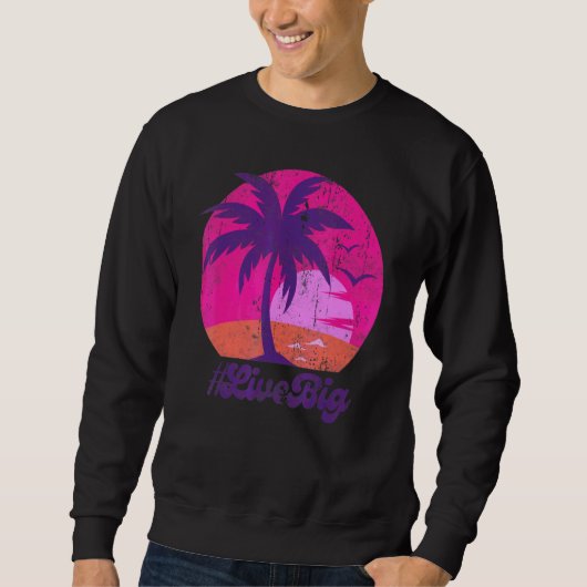 Vintage Live Big Sunset Beach Retro T-shirt (Voorkant)