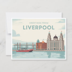 Vintage Liverpool ansichtkaart Groeten uit Briefkaart