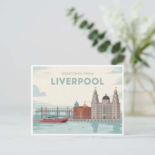 Vintage Liverpool Postcard | Greetings from Briefkaart (Staand voorkant)
