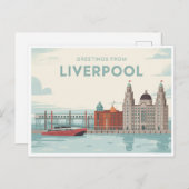 Vintage Liverpool Postcard | Greetings from Briefkaart (Voorkant / Achterkant)