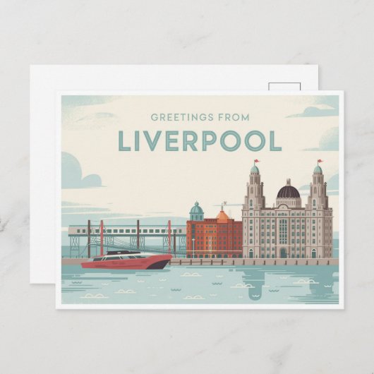 Vintage Liverpool Postcard | Greetings from Briefkaart (Voorkant / Achterkant)