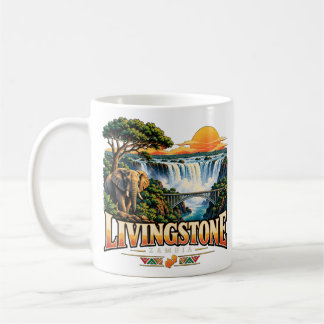 Vintage Livingstone Zambia Reis Kunst Landmark Koffiemok