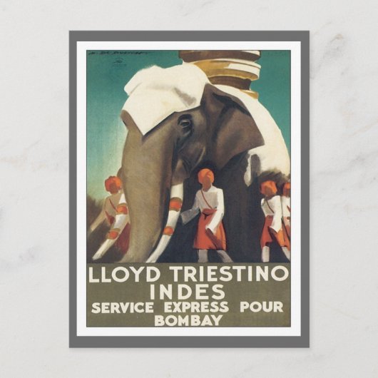 Vintage Lloyd Triestino India Briefkaart (Voorkant)