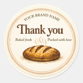 Vintage Loaf of Bread Bakery Thank You Ronde Sticker