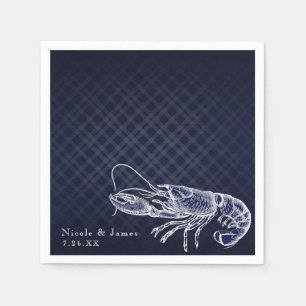 Vintage Lobster Navy Blau Elegante Chique Ontvangs Servetten