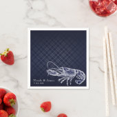 Vintage Lobster Navy Blauwe Elegante Chic Ontvangs Servetten (Insitu)