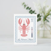 Vintage Lobster Postage Stamp Border Briefkaart (Staand voorkant)