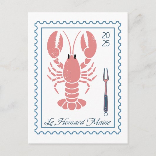 Vintage Lobster Postage Stamp Border Briefkaart (Voorkant)