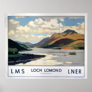 Vintage Loch Lomond Scotland Travel Poster