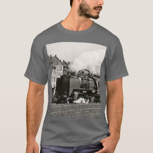 Vintage locomotief trein verjaardag khaki Reis T-shirt