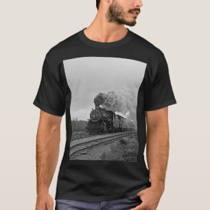 Vintage Locomotief Trein Verjaardag khaki Reizen T-shirt
