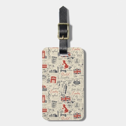 Vintage Londen Bagagelabel (Voorkant verticaal)