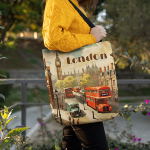 Vintage Londen Big Ben Aangepaste Tekst Tote Bag