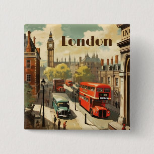 Vintage Londen Big Ben Aangepaste Tekst Vierkante Button 5,1 Cm