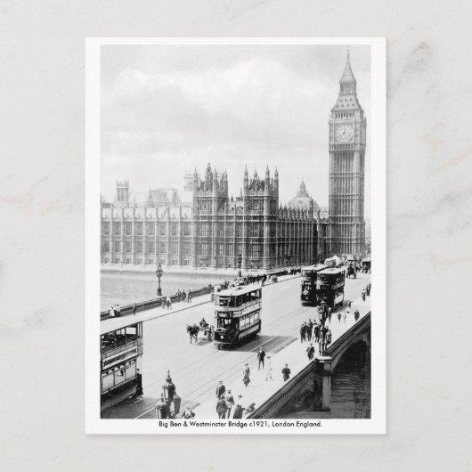 Vintage Londen, Big Ben, Westminster Bridge Briefkaart (Voorkant)