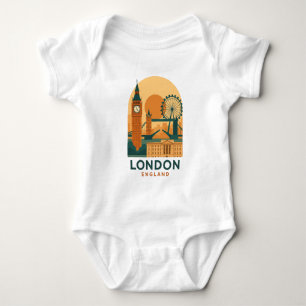 Vintage Londen Engeland Baby Bodysuit Retro Reis