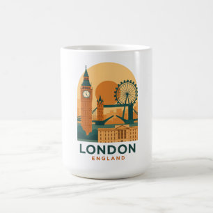 Vintage Londen Engeland Reis Koffiemok – Retro
