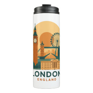 Vintage Londen Engeland Reis Thermische Tumbler Thermosbeker