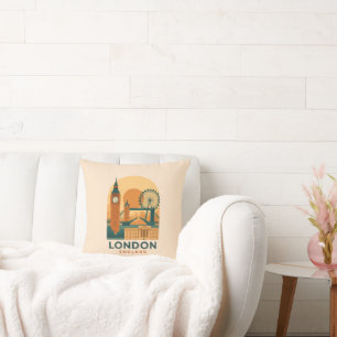 Vintage Londen Engeland Reizen Retro Kussen