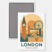 Vintage Londen Engeland Reizen | Retro Magneet (Voorkant / Achterkant)