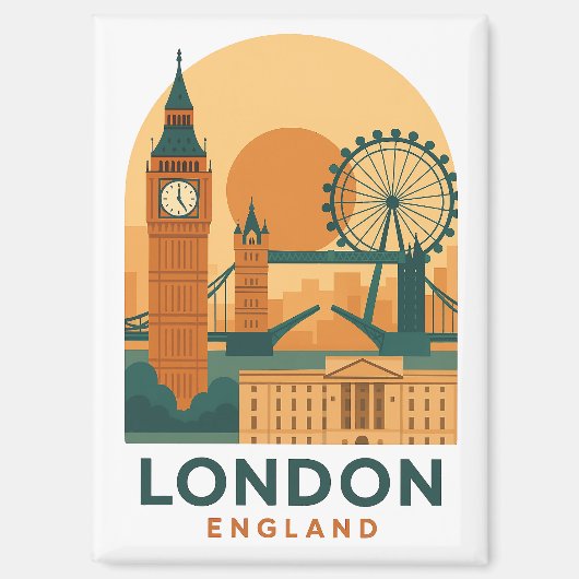 Vintage Londen Engeland Reizen | Retro Magneet (Voorkant)