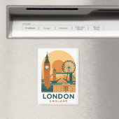 Vintage Londen Engeland Reizen | Retro Magneet (Insitu (Vaatwasser))