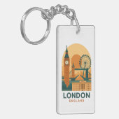 Vintage Londen Engeland Reizen | Retro Sleutelhanger (Voorkant Links)