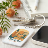 Vintage Londen Engeland Reizen | Retro Sleutelhanger (Voorkant Rechts)