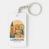 Vintage Londen Engeland Reizen | Retro Sleutelhanger (achterkant)
