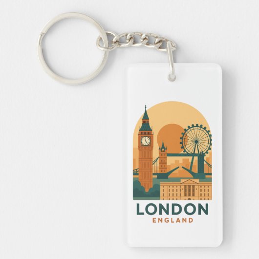 Vintage Londen Engeland Reizen | Retro Sleutelhanger (Voorkant)