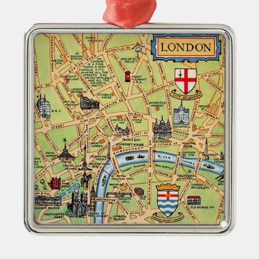 Vintage Londen kaart ornament (Voorkant)
