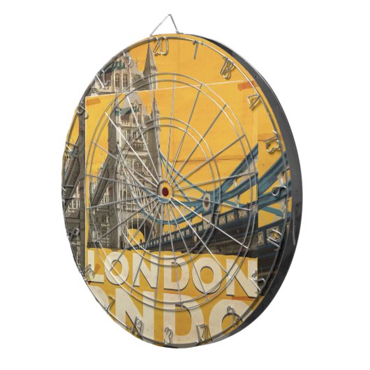 Vintage Londen Poster Dartbord (Voorkant Rechts)