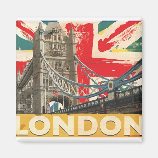 Vintage Londen Poster Magneet (Voorkant)