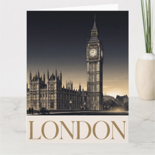 Vintage Londen Reisposter met Big Ben Kaart