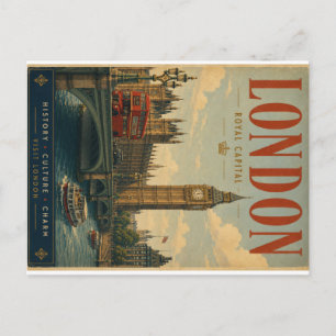 Vintage Londen Reisposter met Historische Architec Feestdagenkaart