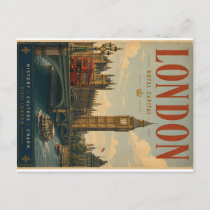 Vintage Londen Reisposter met Iconische Brug an Feestdagenkaart