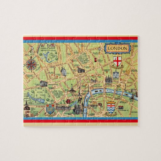 Vintage Londense kaart 8x10 puzzel (Horizontaal)