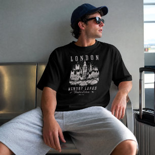 Vintage Londense Silhouette Big Ben Herinneringsla T-shirt