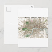 Vintage London City Plan Old Antiek Briefkaart (Voorkant / Achterkant)