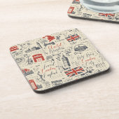 Vintage London Cork-Backed Onderzetters (Linkerzijde)