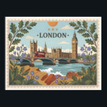 Vintage London Dayscape Postcard Poster<br><div class="desc">Capturing the historic majesty of London in the bright light of day often results in standard, uninspired souvenirs that fail to stand out. For travelers and Anglophiles, it is a challenge to find high-quality stationery that portrays the intricate Gothic architecture of the Houses of Parliament with a touch of artistic...</div>