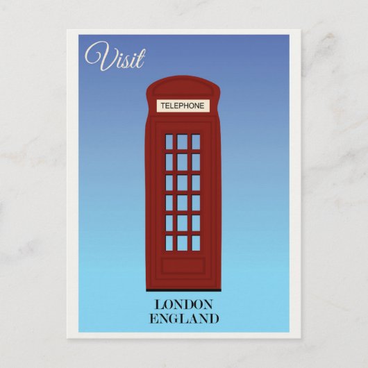 Vintage London England Red Phone Booth Travel Briefkaart (Voorkant)