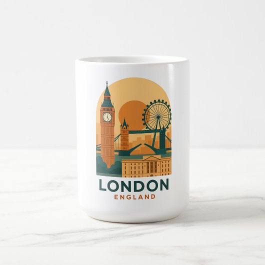 Vintage London England Travel Coffee Mug – Retro Koffiemok (Center)