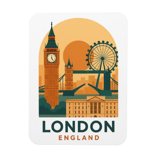 Vintage London England Travel Magnet | Retro City Magneet (Verticaal)
