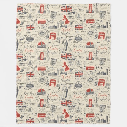 Vintage London Fleece Blanket (Voorkant)