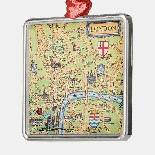 Vintage London Map Ornament (Links)